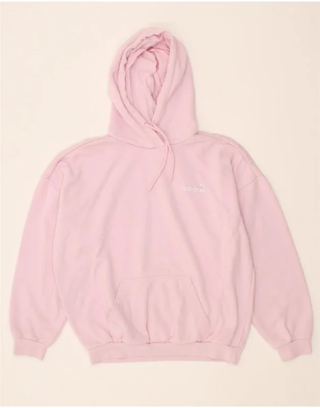 ADIDAS Womens Oversized Graphic Hoodie Jumper UK 10 Small  Pink Cotton UV protection sweaters