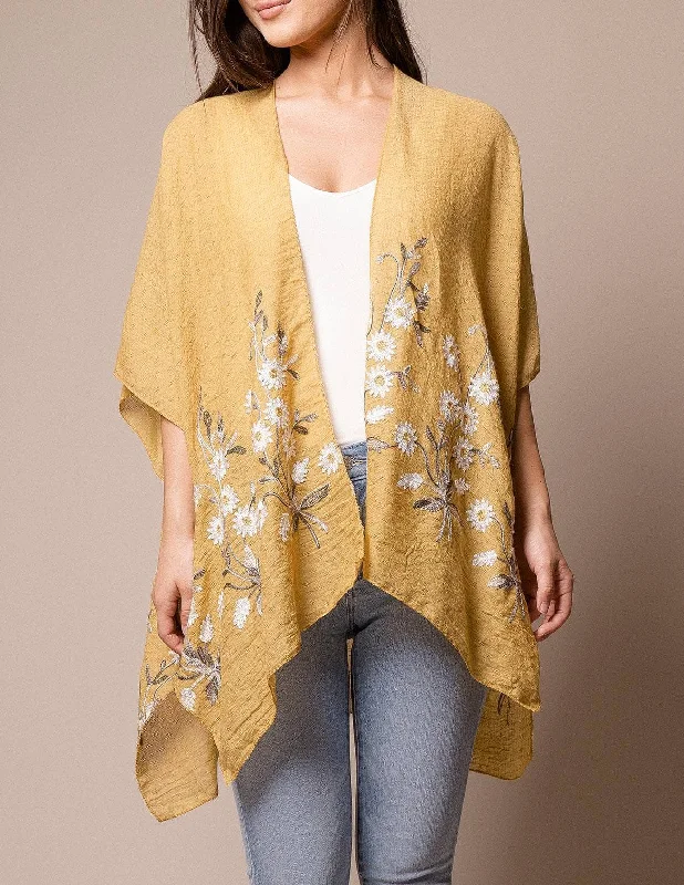 Daisy Kimono Wrap - Gold Wool sweaters