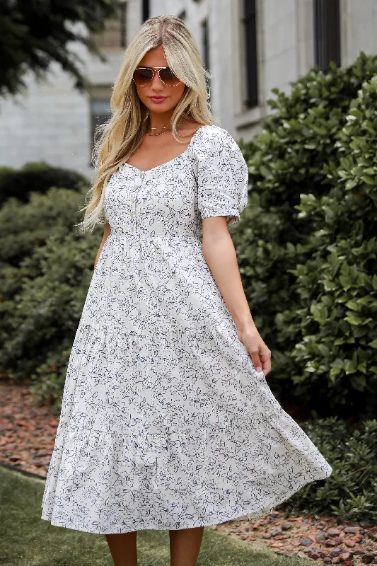 FINAL SALE - True Charm White Tiered Floral Midi Dress Best midi dresses for tall women