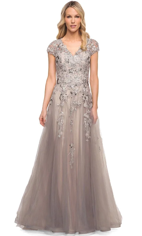 La Femme 30239 - Embroidered V-Neck Mother of the Groom Dress Sexy unclassified dresses