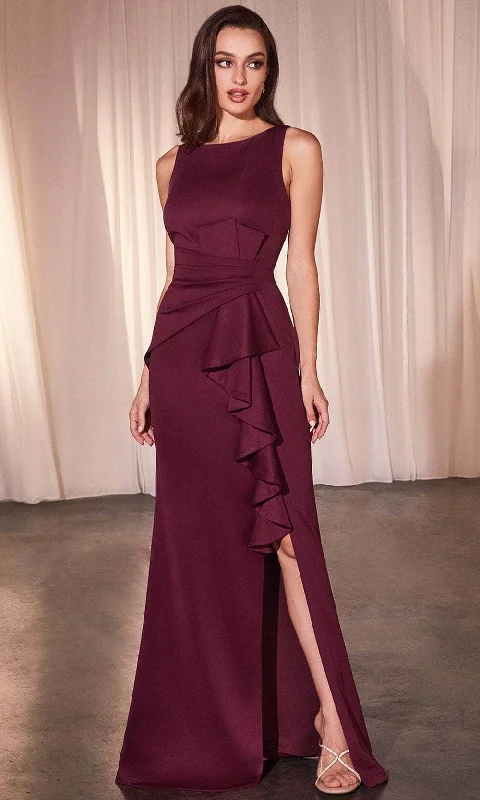 Ladivine CH377 - Ruffle Draped Sleeveless Prom Dress Wrap unclassified dresses
